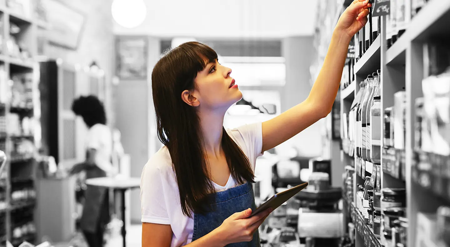 Store worker picking item