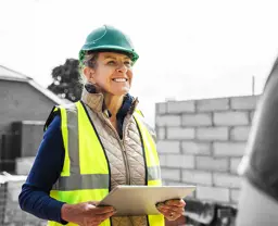 Construction worker with ipad